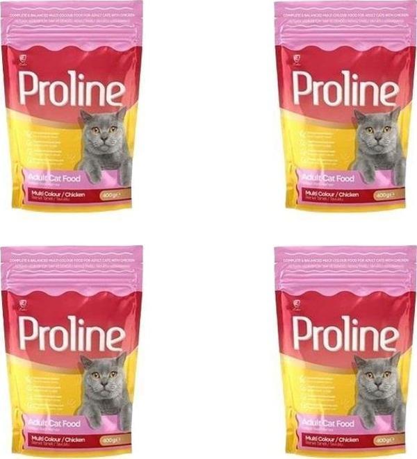 Proline Renkli Taneli Tavuklu Yetişkin Kedi Maması 400 Gr X 4 Adet - Image 1