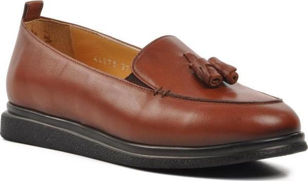 Ayakmod 44278 Taba Hakiki Deri Kadın Loafer Ayakkabı - Image 1