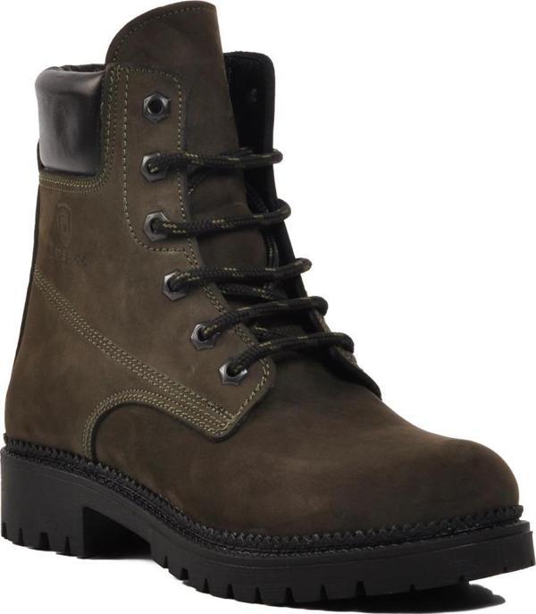 Ayakmod 90001-9 Haki İçi Polarlı Hakiki Deri Unisex Bot - Image 1