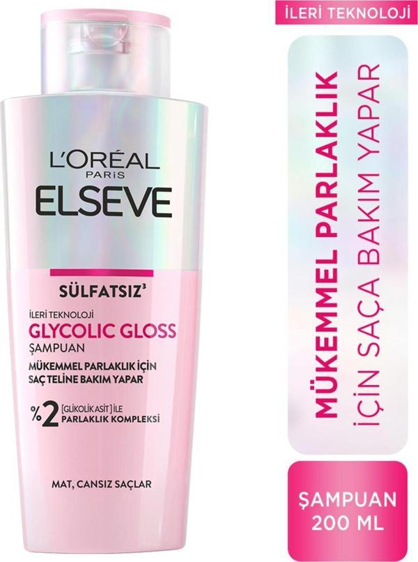 L'Oréal Paris Elseve Glycolic Gloss Mükemmel Parlaklık için Bakım Yapan Şampuan 200 ml - Image 1