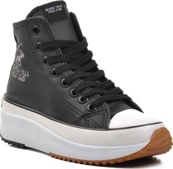 Beverly Hills Polo Club Po-30021 Siyah-Beyaz İçi Polarlı Kadın Hi Sneaker - Image 1