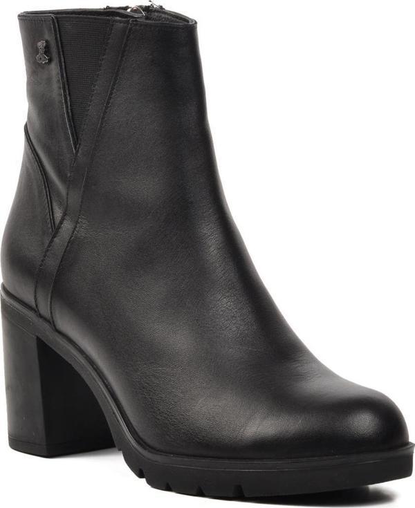 Venüs 2179125K Siyah Cilt Hakiki Deri Kadın Topuklu Bot - Image 1