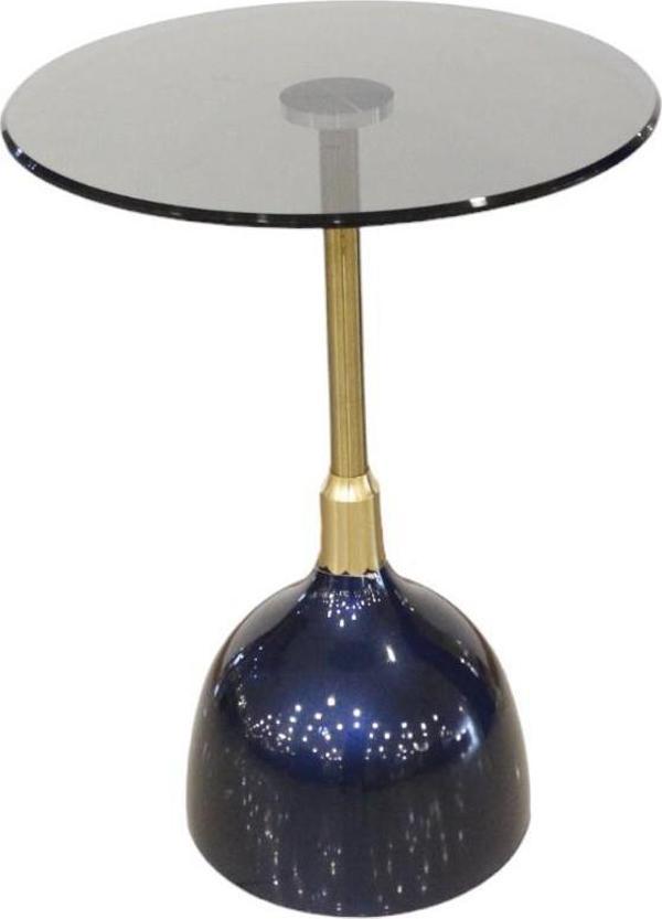 T.Concept Metal Yuvarlak Yan Sehpa Lacivert Gold Ayak - Image 1