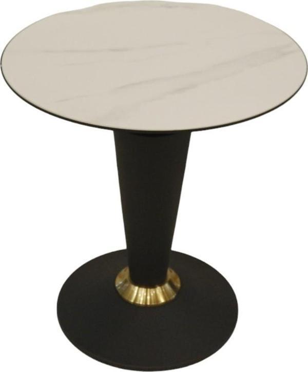 T.Concept Metal Yuvarlak Yan Sehpa Siyah Gold Ayak - Image 1