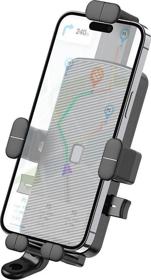 T.Concept Dayanıklı Motosiklet ve Bisiklet Telefon Tutucu Siyah - Image 1