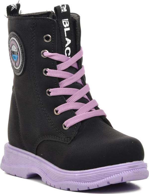 Walkway Peris-P Siyah-Lila İçi Kürklü Kız Çocuk Bot - Image 1