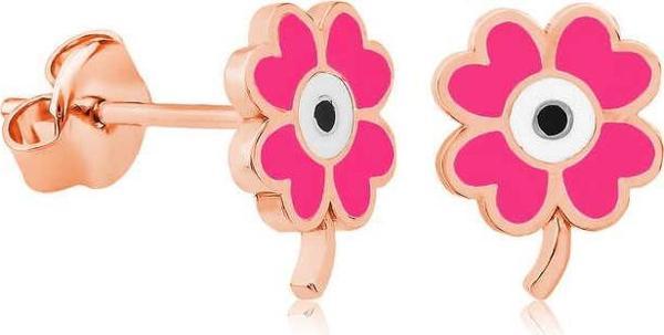 ​Gümüş Fosforlu Pembe Yonca Küpe - Image 1
