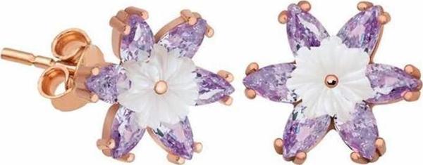 Gümüş Lila Lotus Çiçeği Küpe - Image 1
