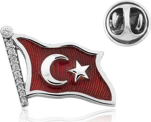 Gümüş Türk Bayrağı Rozet - Image 1