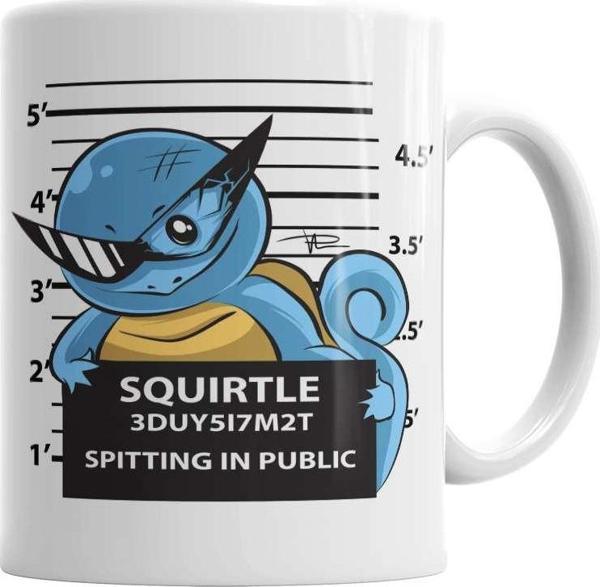 Baskı Dükkanı Squirtle Bad Boy Pokemon Kupa Bardak Porselen - Image 1