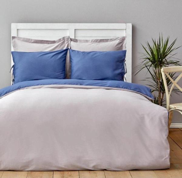 Karaca Home Nevresim Takımı Çift Kişilik Çift Taraflı Basic Gri-İndigo - Image 1