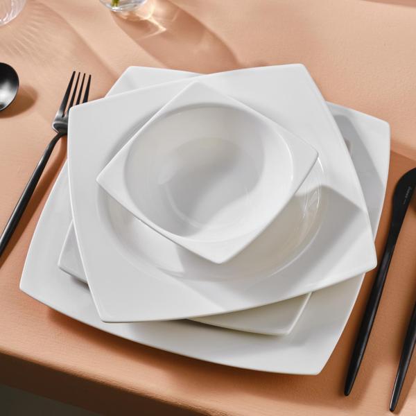 Karaca Square Bone Royal White 24 Parça 6 kişilik Yemek Takımı - Image 1