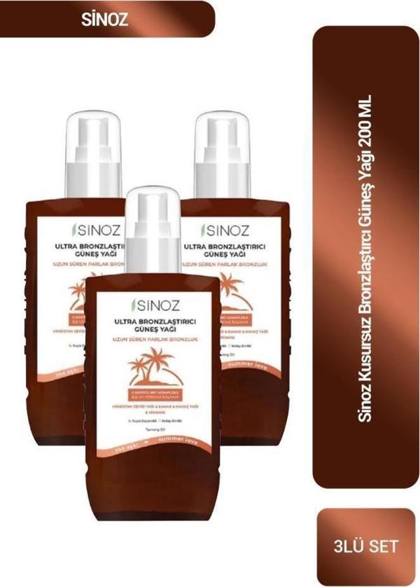 Sinoz Kusursuz Bronzlaştırcı Güneş Yağı 200 ml x3 - Image 1