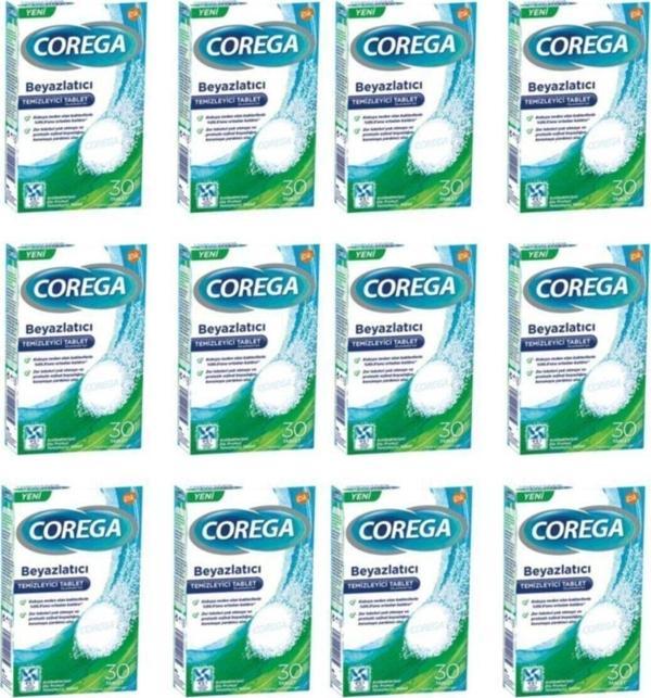 Corega Diş Temizleyici Beyazlatıcı 30 Tablet 12 Adet - Image 1