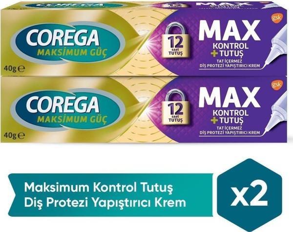 Corega Maksimum Kontrol Protez Yapıştırıcı Krem 40gr 2'li Paket - Image 1