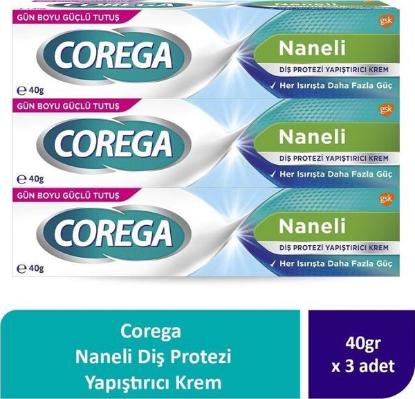 Corega Süper Protez Yapıştırıcı Krem Naneli 40gr x 3 Adet - Image 1