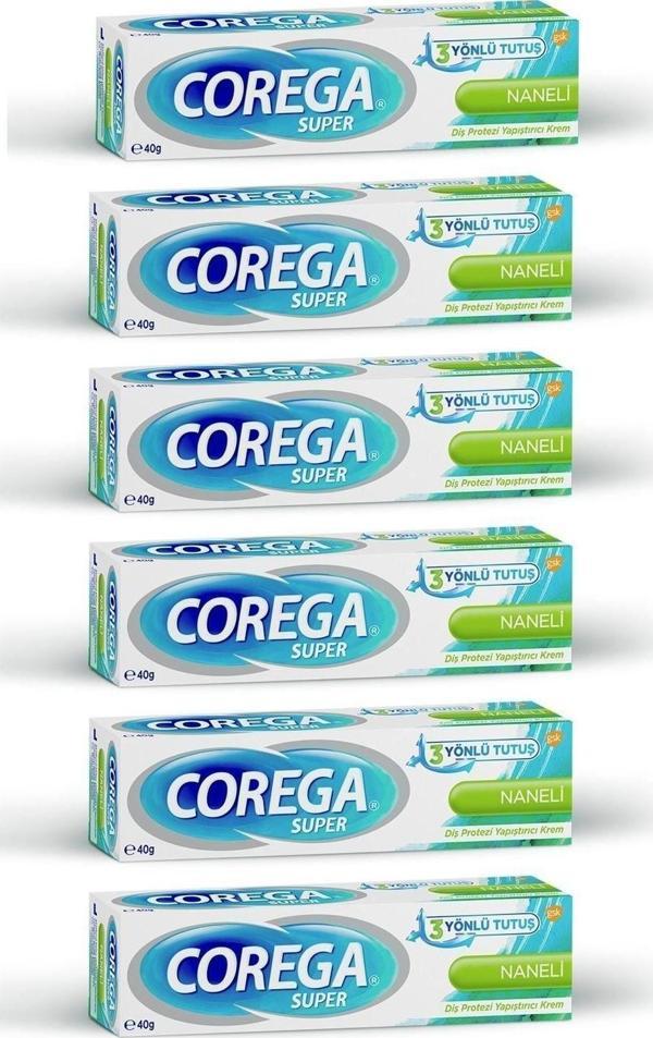 Corega Süper Protez Yapıştırıcı Krem Naneli 40gr x 6 Adet - Image 1