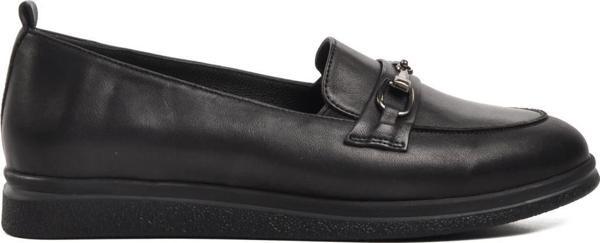 Ayakmod 44280 Siyah Hakiki Deri Kadın Loafer Ayakkabı - Image 1