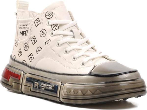 Marcomen 152-18220 Beyaz Hakiki Deri Erkek Hi Sneaker - Image 1