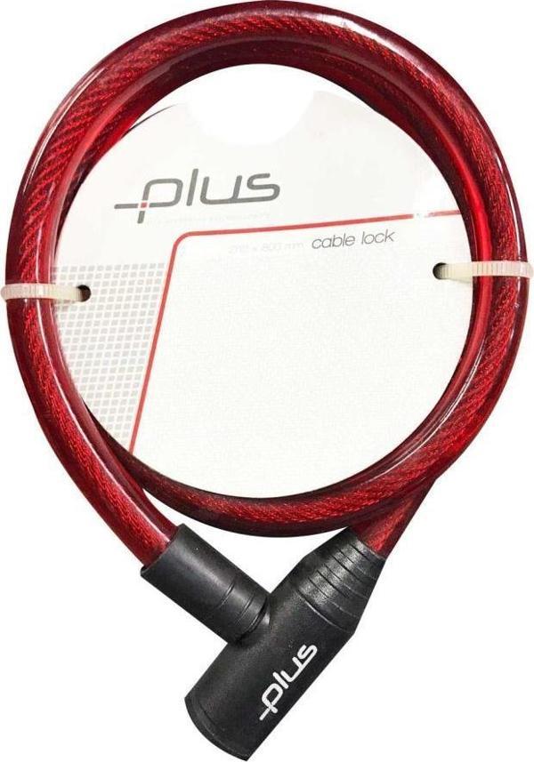 Plus 12x800 mm Anahtarlı Bisiklet Kilidi Kırmızı - Image 1