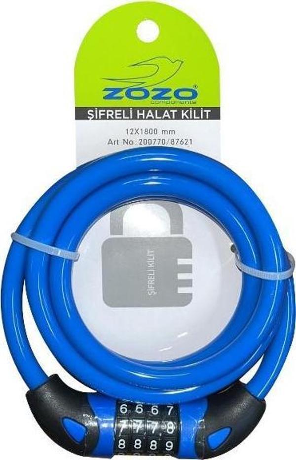 Zozo 12x1800mm Şifresi Değiştirilebilir Bisiklet Kilidi Mavi  - Image 1