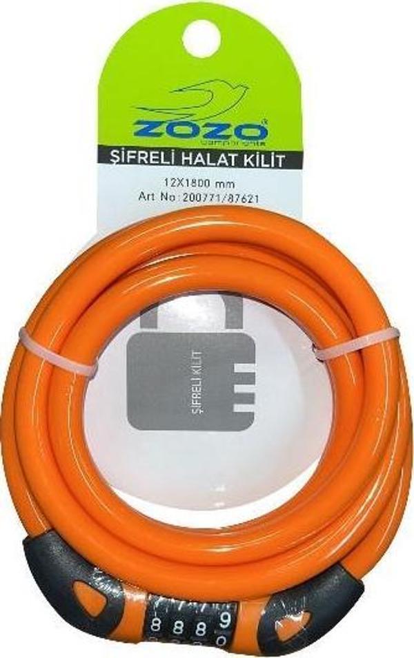 Zozo 12x1800mm Şifresi Değiştirilebilir Bisiklet Kilidi Turuncu - Image 1