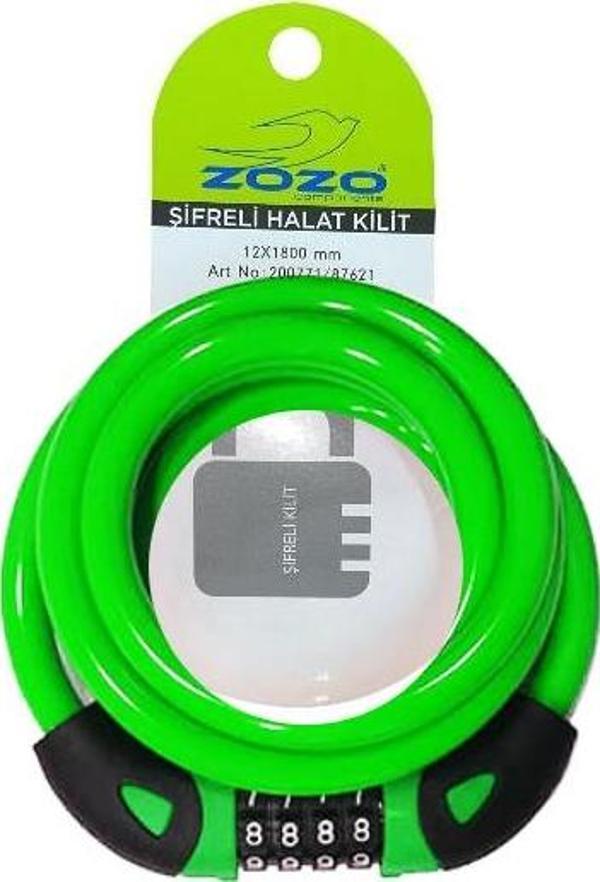 Zozo 12x1800mm Şifresi Değiştirilebilir Bisiklet Kilidi Yeşil - Image 1