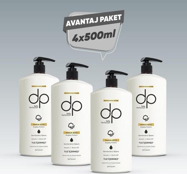 DP Tuzsuz Şampuan Pamuk Sütü Buğday Protein 4 Adet 500 ml - Image 1