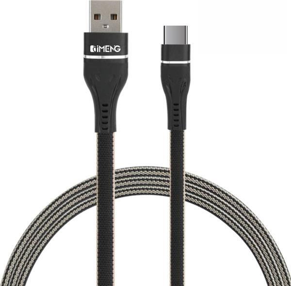 İmeng Tecno Camon 20 Pro İle Uyumlu 3.1A UsbA to Type-C Örgülü Data ve Hızlı Şarj Kablosu Siyah - Image 1