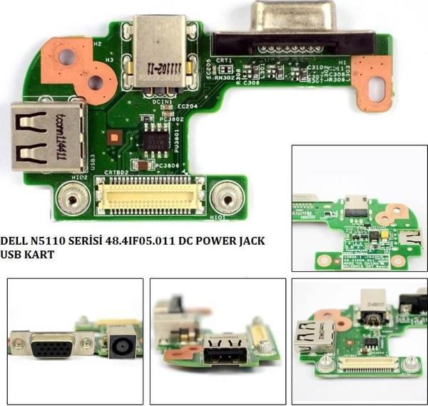 Dell inspiron N5110, M5110 Serisi Notebook Dc Power Jack, USB, VGA Soket Board - Image 1