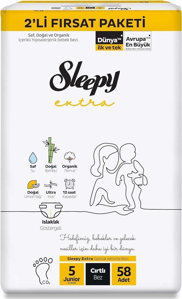 Sleepy Extra Günlük Aktivite 5 Numara Junior 58'li Bebek Bezi - Image 1