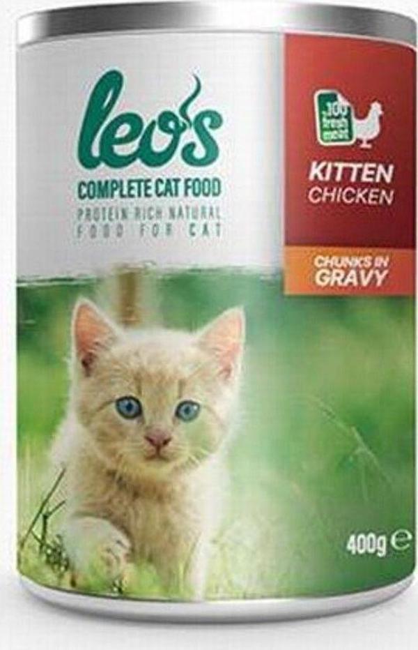 Leos Tavuk Parça Etli Soslu Yavru Kedi Konservesi 400 Gr - Image 1