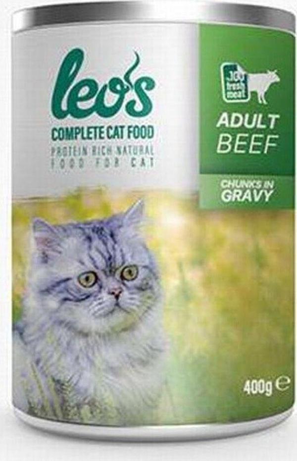 Leos Sığır Parça Etli Soslu Yetişkin Kedi Konservesi 400 Gr - Image 1