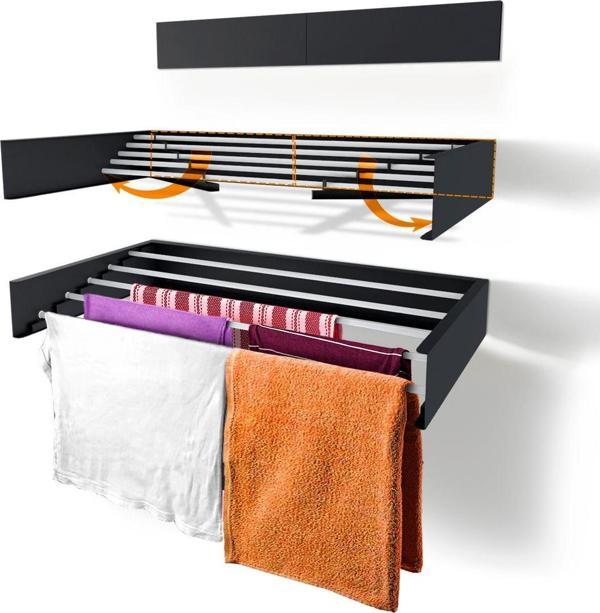 Unideco Belize Çamaşır Kurutma Askısı - Duvara Monte Kurutmalık - 70 cm - Image 1