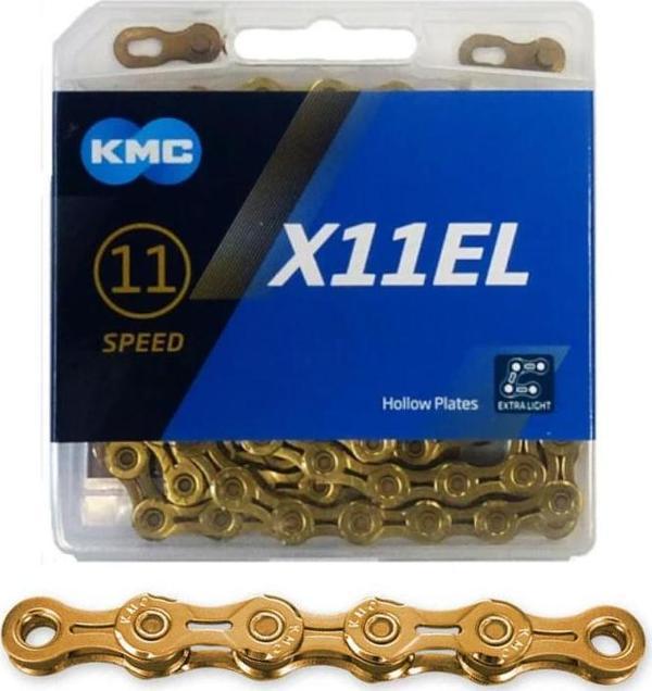 KMC X11EL Gold Ti-N 11 Vites 118 Bakla Extra Light Bisiklet Zinciri - Image 1
