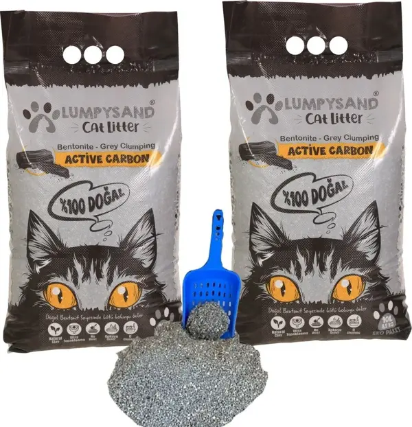 Lumpysand Aktif Karbonlu Ince Taneli Kedi Kumu 10 Lt X 2 Adet - Image 1