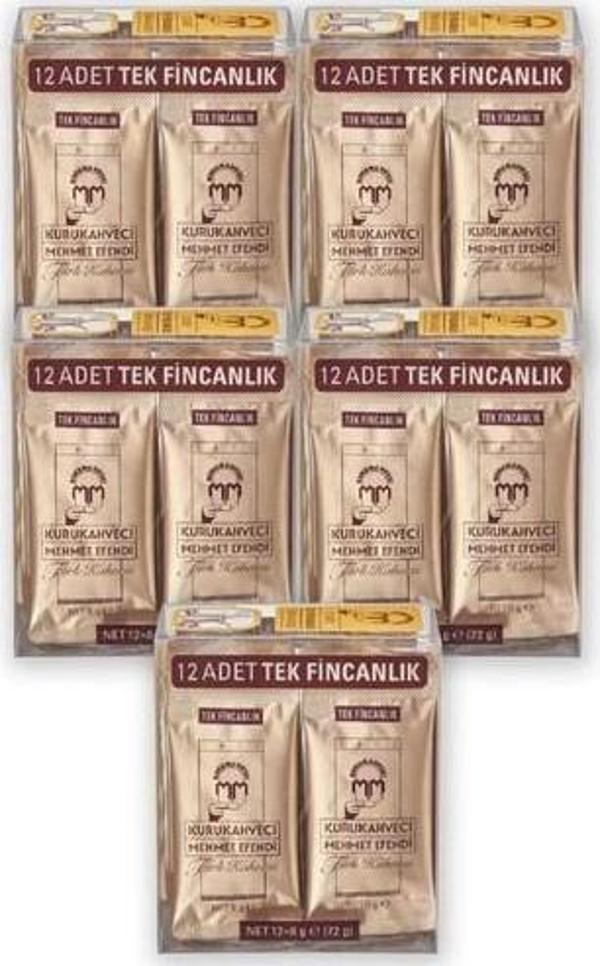Kurukahveci Mehmet Efendi Tek Fincanlık 12x6 Gr X5 Paket (5 Paket içerisinde 60 Adet) Türk Kahvesi - Image 1