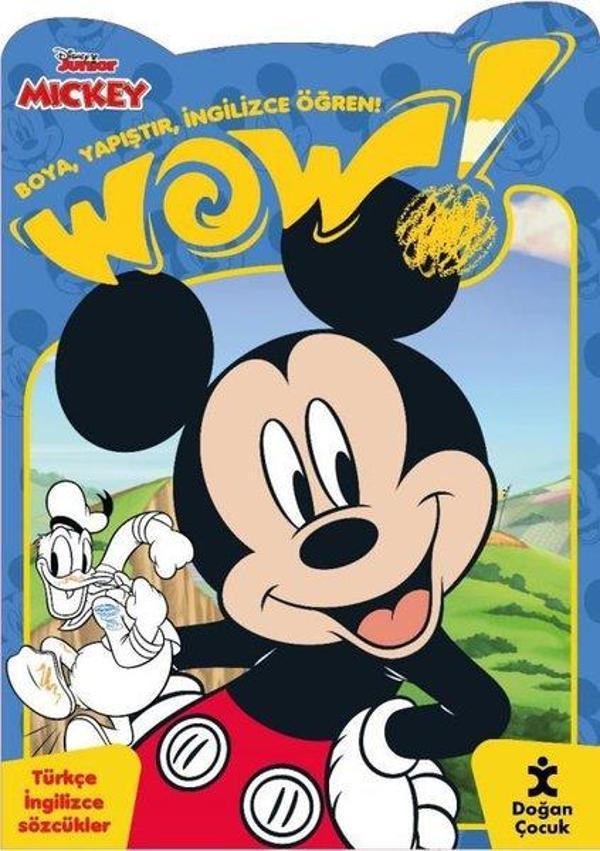 Wow! Disney Junior Mickey Boyama Kitabı - Boya, Yapıştır, İngilizce Öğren! Türkçe İngilizce Sözcükle - Doğan Çocuk - Image 1