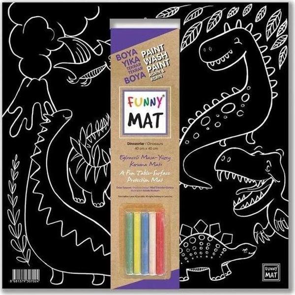 Akademi Çocuk - Funny Mat  Black (Tebeşirli ) Dinazorlar -  40x40 - Image 1