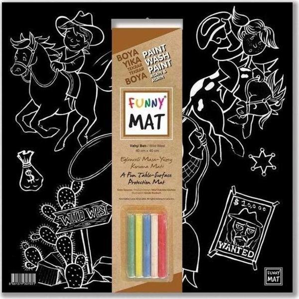Akademi Çocuk - Funny Mat  Black (Tebeşirli ) Vahşi Batı -  40x40 - Image 1