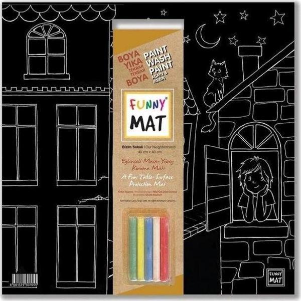 Akademi Çocuk - Funny Mat  Black (Tebeşirli ) Bizim Sokak -  40x40 - Image 1