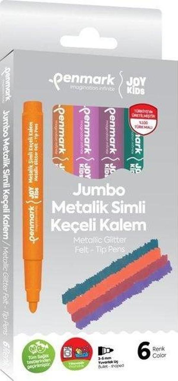Penmark Süper Yıkanabilir Metalik Simli Jumbo Keçeli Kalem 6 Lı - Image 1