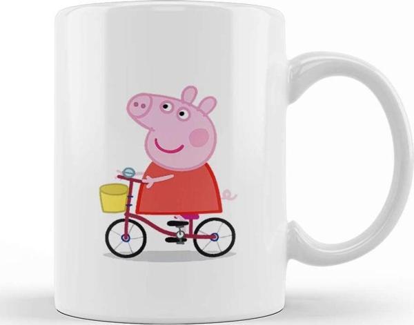 Baskı Dükkanı Peppa Pig Bir Bisiklette Peppa Pig Kupa Bardak Porselen - Image 1