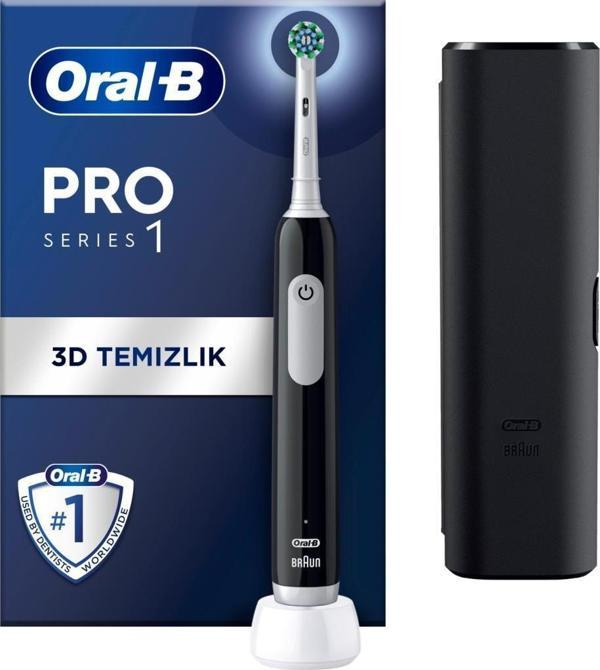Oral-B Pro Series 1 Şarjlı Diş Fırçası Siyah + Seyahat Kabı - Image 1