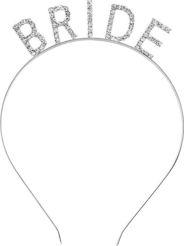 Gümüş Renk Bekarlığa Veda Kristal Taş Bride Tacı İthal 16x10 cm - Image 1