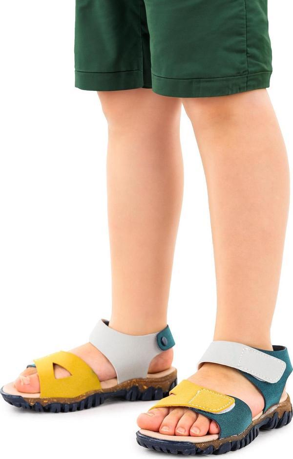 Kiko Kids Erkek Çocuk Sandalet Arz 2362 Petrol - Sarı - Image 1