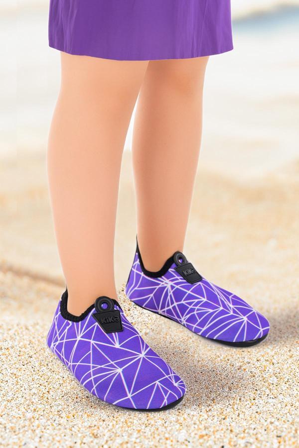 Kiko Kids Prizma Havuz Plaj Kız Çocuk Deniz Ayakkabısı 7515 Mor - Beyaz - Image 1