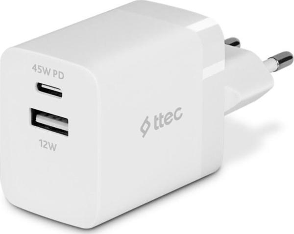 Ttec 2SCP02B SmartCharger Duo PD 45W USB-C+USB-A Seyahat Hızlı Şarj Aleti - Image 1