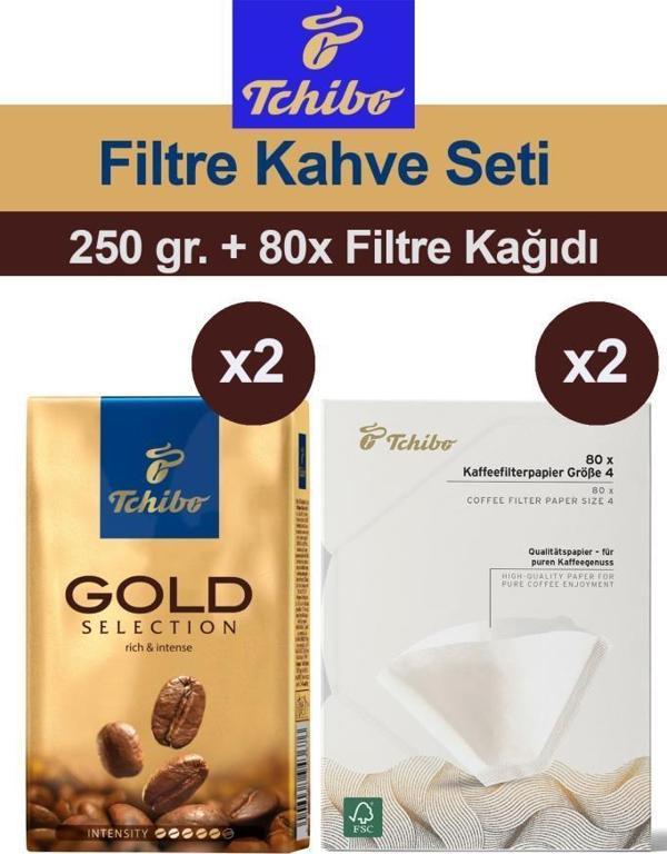 Tchibo Gold Selection Öğütülmüş Filtre Kahve 2x250 gr. + 2x80 Filtre - Image 1