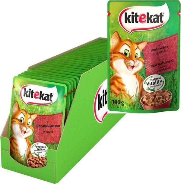 Kitekat Sığır Etli Yetişkin Kedi Yaş Mama 100 gr x 24 Adet - Image 1